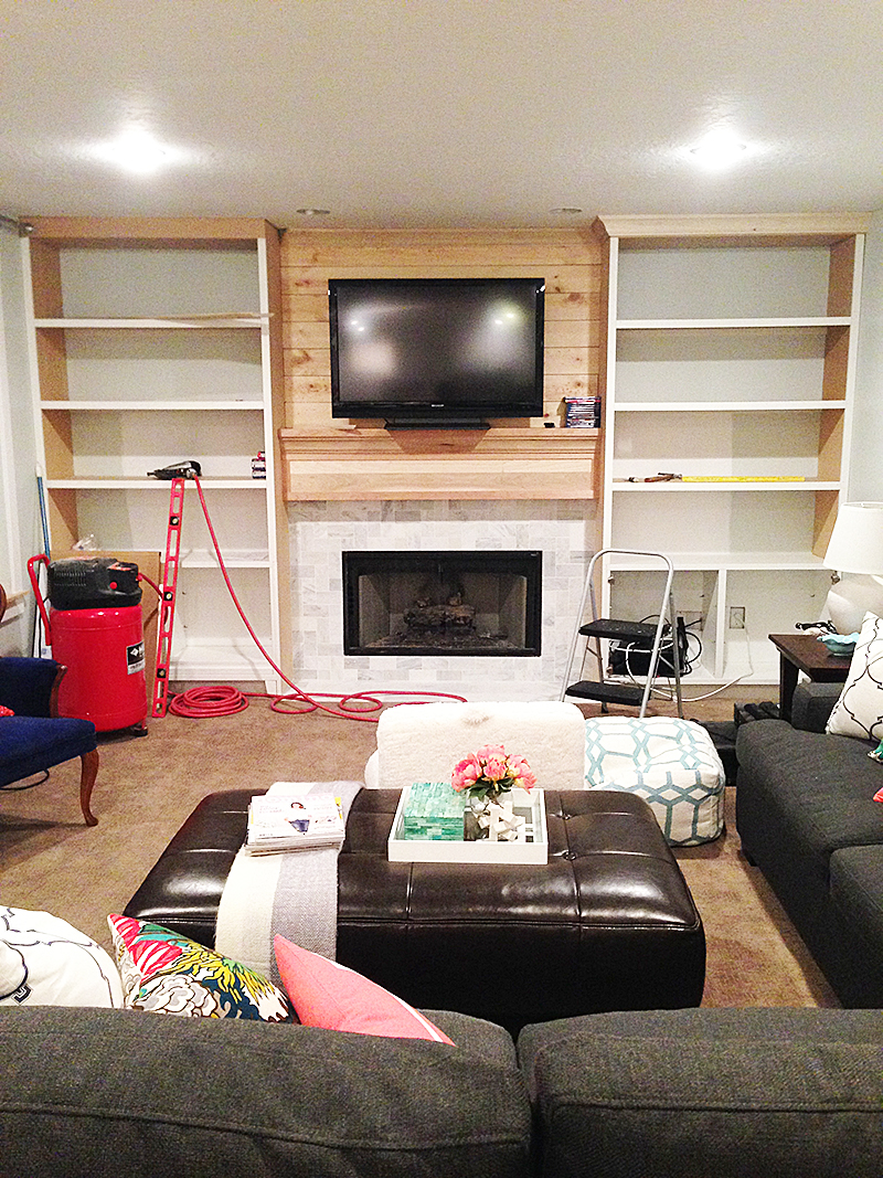 White Built Ins Around The Fireplace Before And After The Diy Playbook