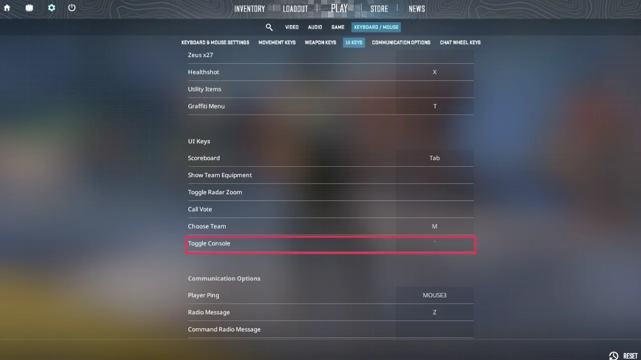 toggle console key bind