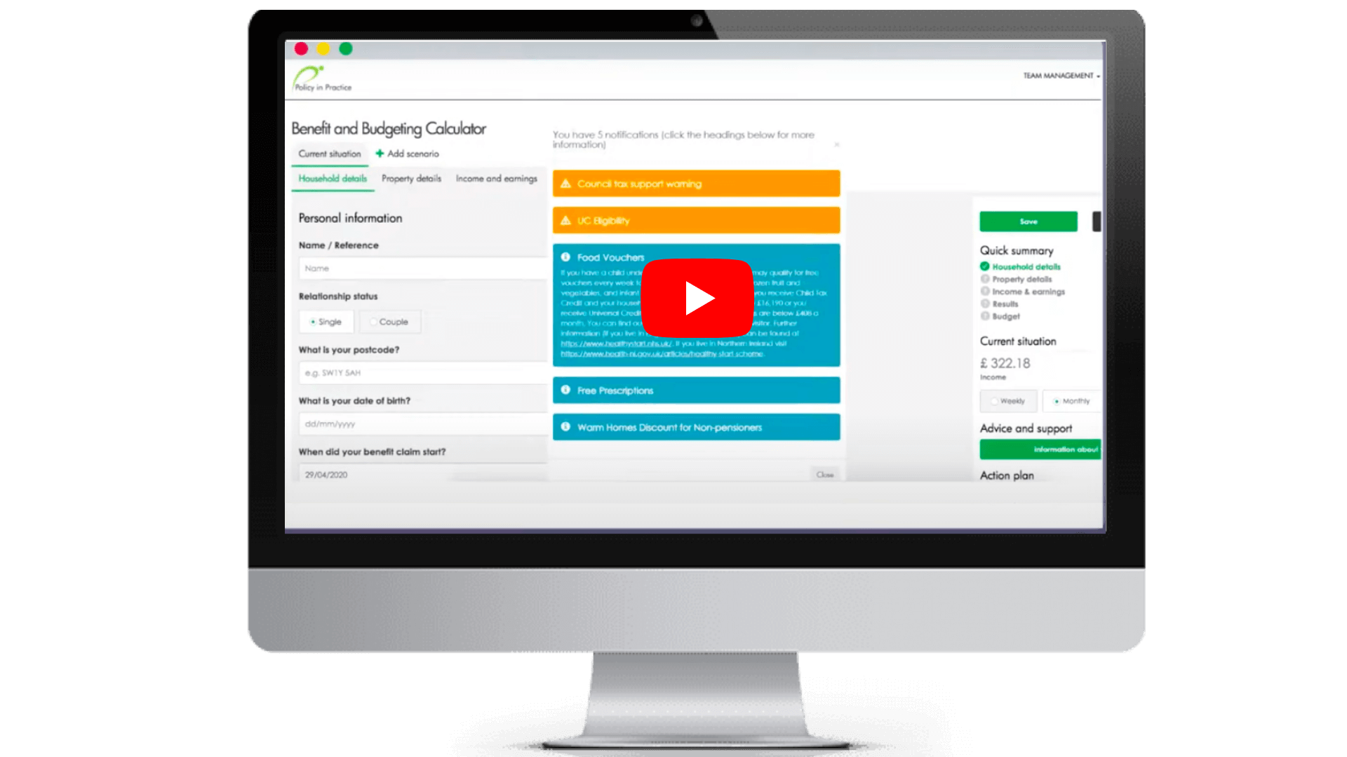 Policy in Practice Better Off Calculator demo