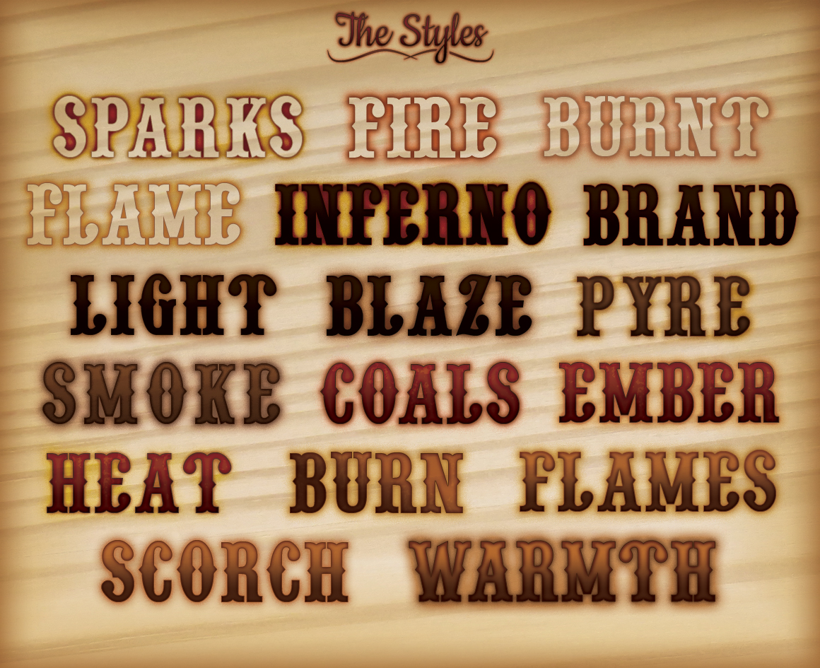 Pyrography effects for Photoshop for creating burnt edges