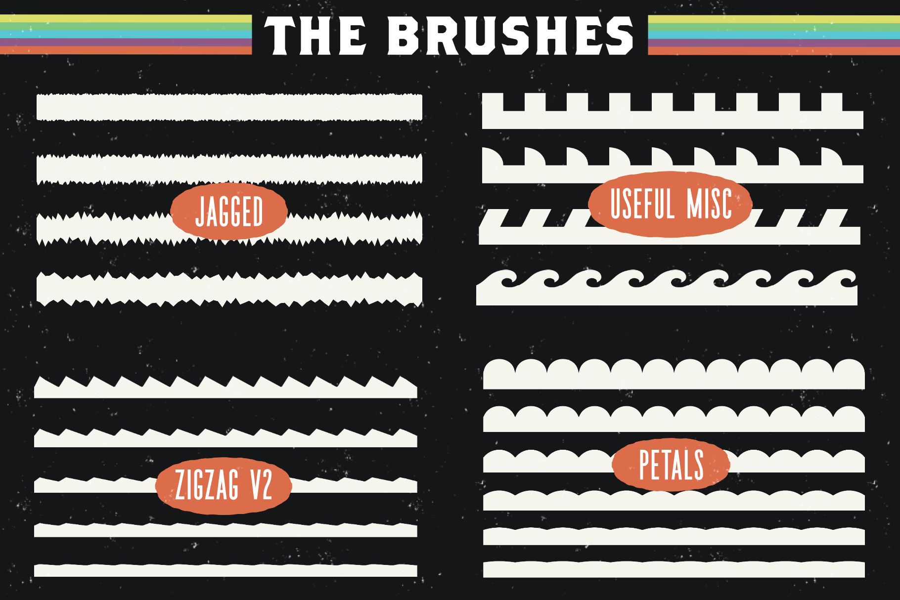Edges - affinity designer vector brushes - jagged, organic, wave, zigzag, petal