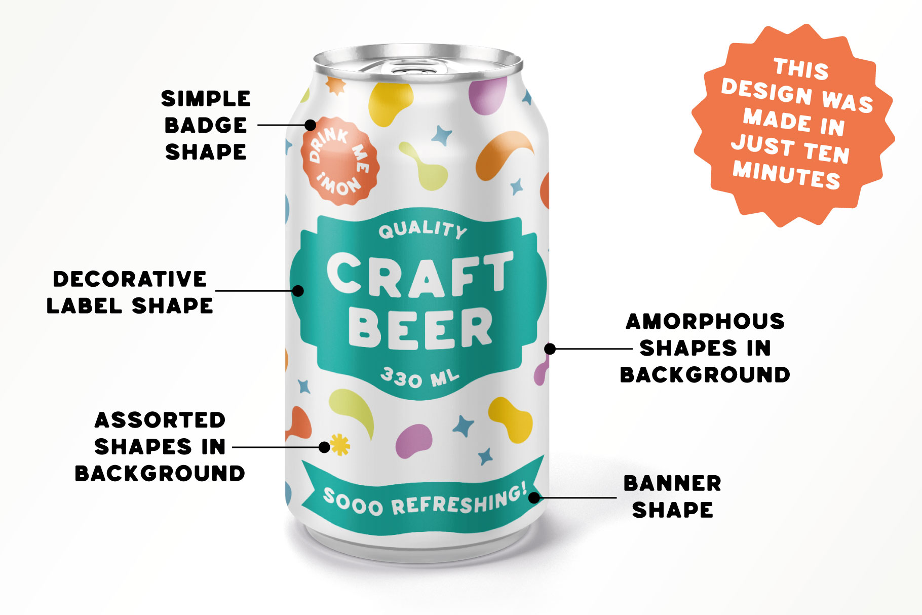 craft beer can design made using shapes stamp brushes library for Procreate in Procreate