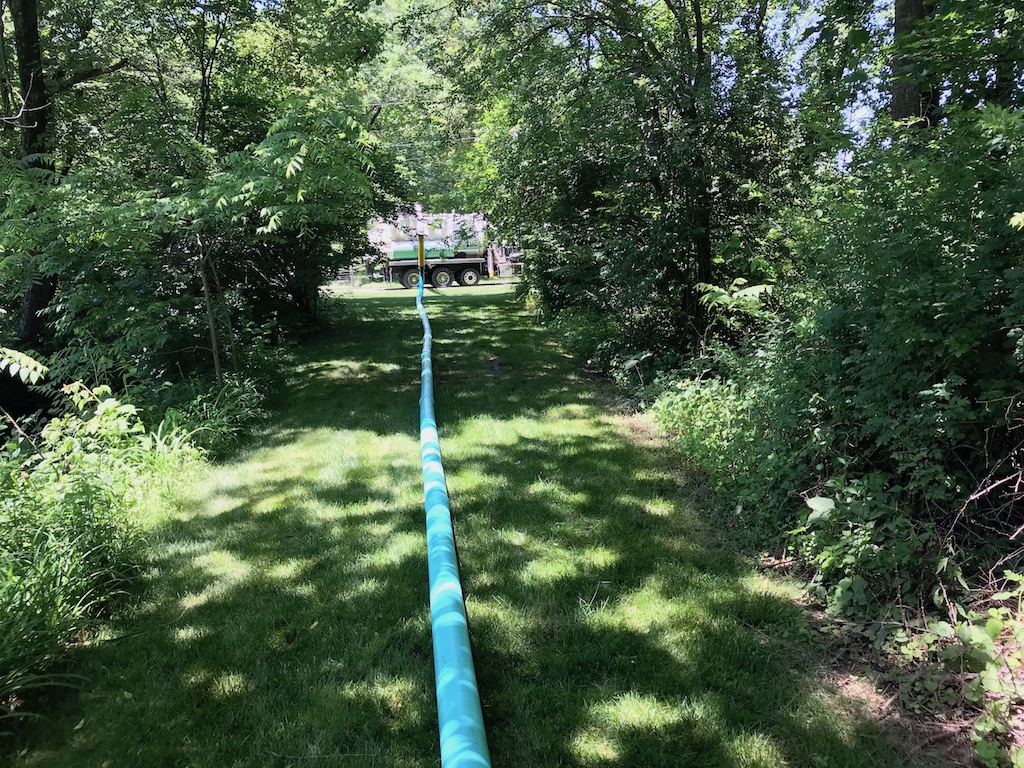 Accident where a milk truck rolled over and milk spilled and dumped into a nearby stream. Remote excavation – had to run a remote hose 180 feet