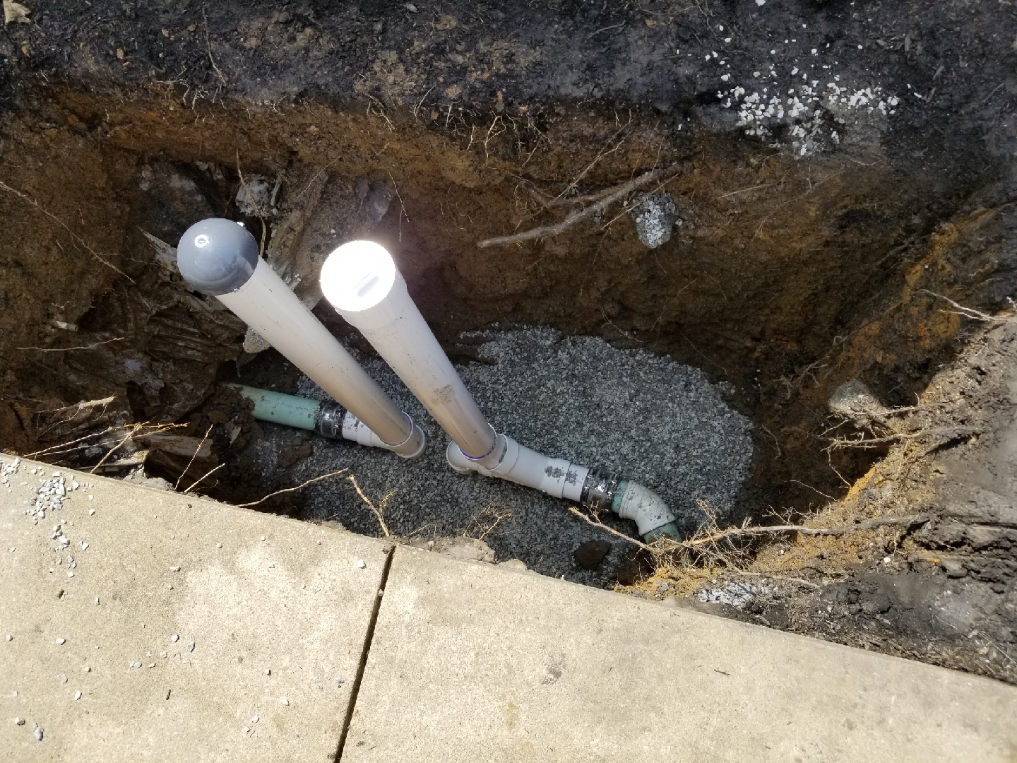 Before: Ecotech used hydro excavation for replacement of sewer trap that was clogged due to a break underground.