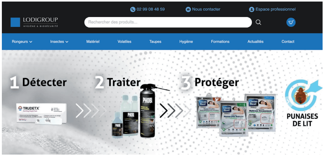 site e-commerce dédié aux solutions hygiène publique de Lodi Group