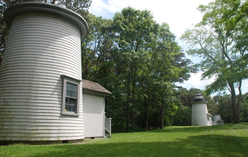 The three sisters Lighthouses are a short walk from the parking lot of Nauset Light Beach in Eastham.