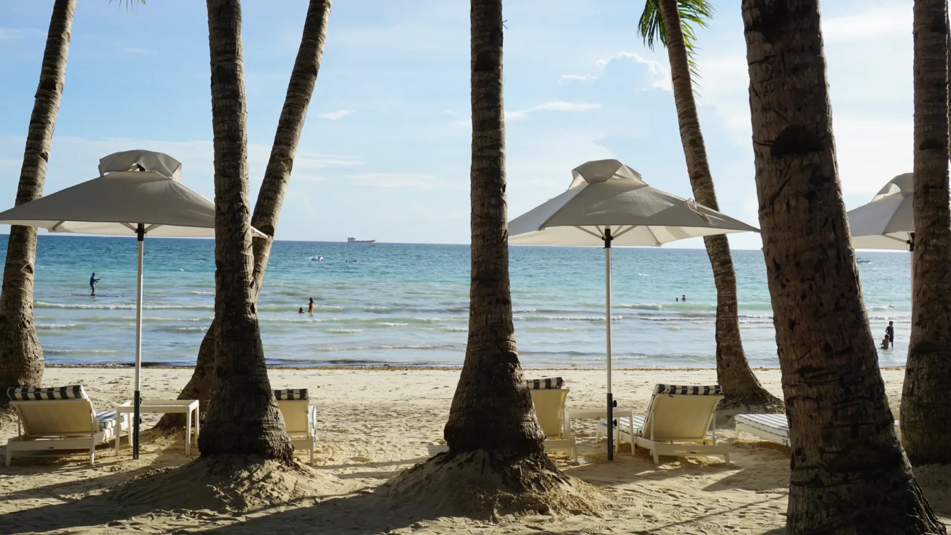 Chilling under coconut trees