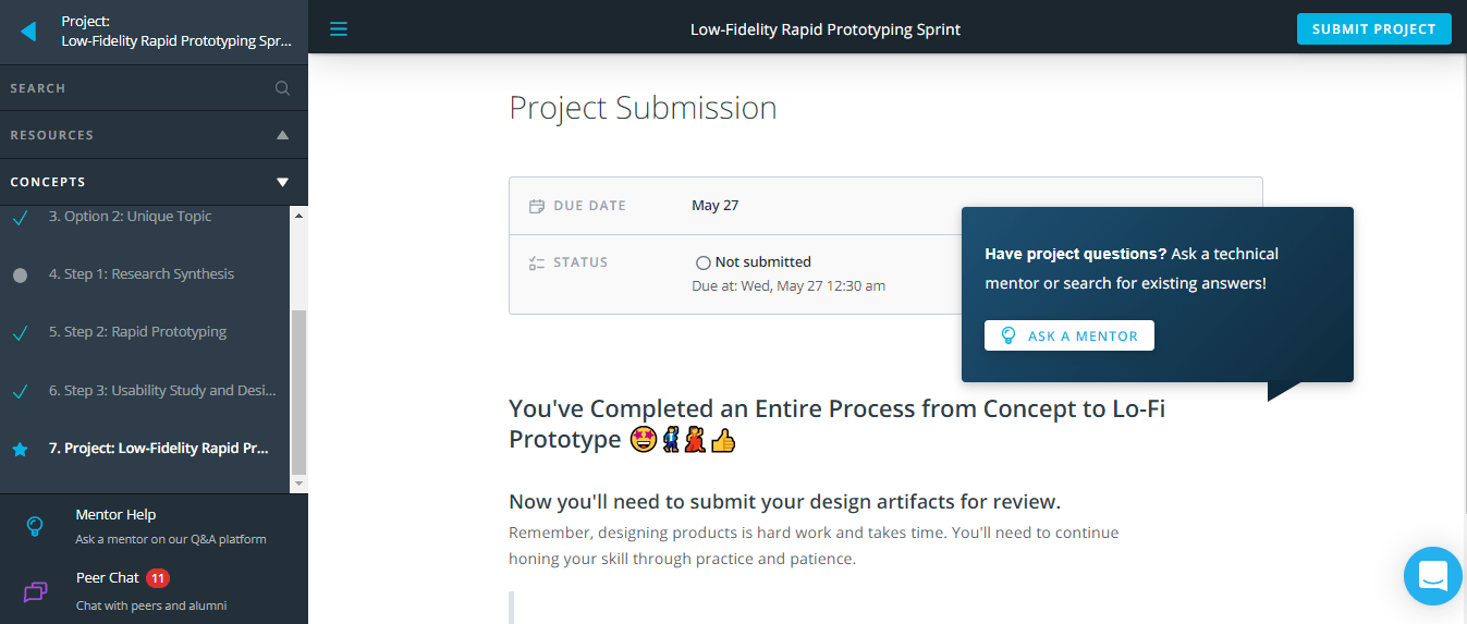 Project low fildelity prototyping