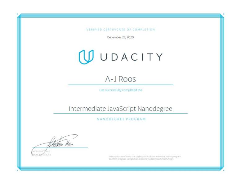 Intermediate JavaScript Nanodegree Certification