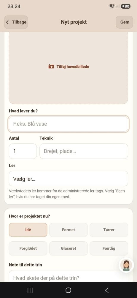 Mine projekter i appen