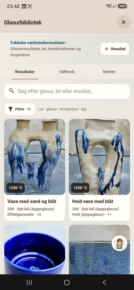 Glasurbibliotek i appen