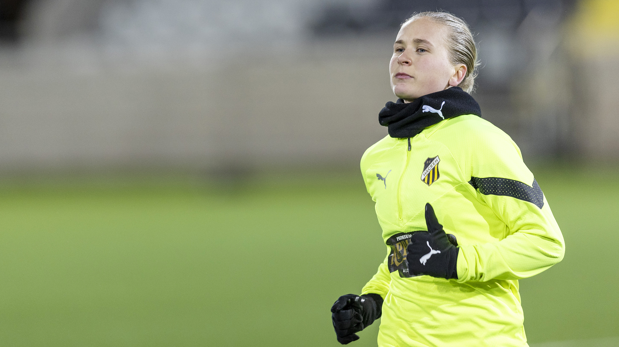 Lagkapten Filippa Curmark under en fotbollsträning med BK Häcken