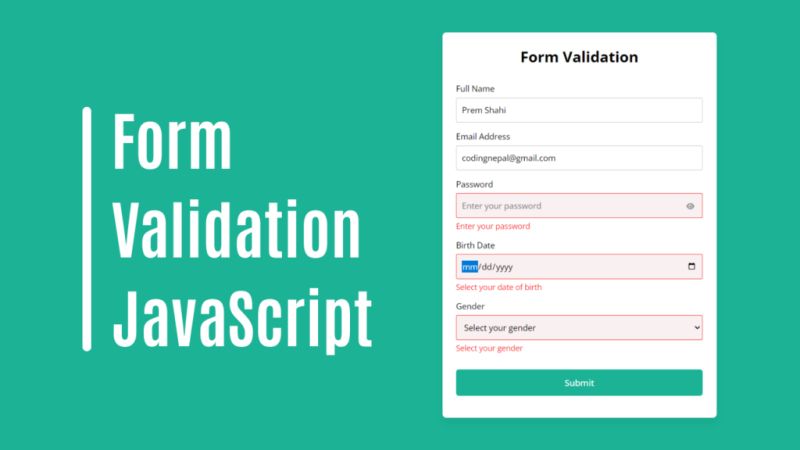 Github Rudrakshraghuvar Form Validation Using Html Css Javascript Form Validation Using Html - 8K Landscape Images for Desktop