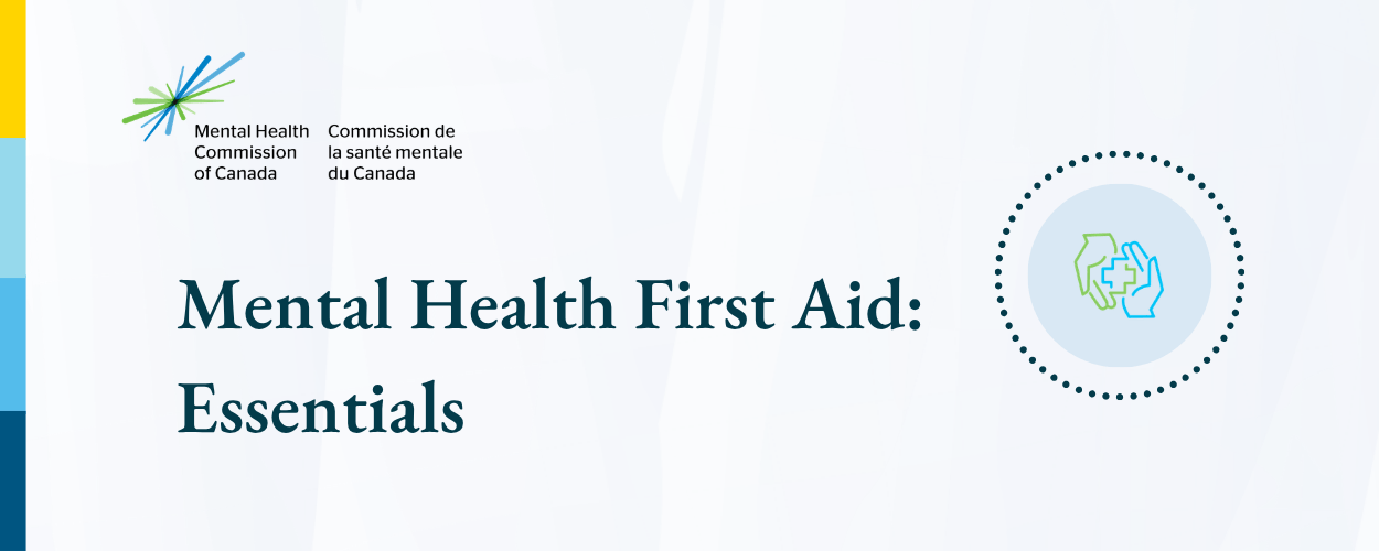 "Mental Health First Aid: Essentials" is written beside an image of the Mental Health First Aid logo