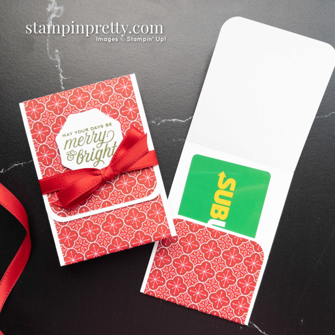 Simple Gift Card Holder using Heartwarming Hugs Designer Series Paper and Tidings and Trimming Stamp Set Mary Fish Stampin' Pretty