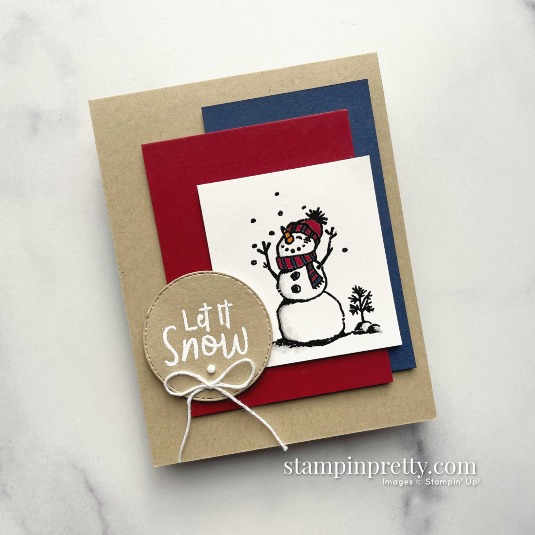 Create this Let It Snow Card using the Snowman Season Stamp Set by Stampin' Up! Card by Mary Fish, Stampin' Pretty