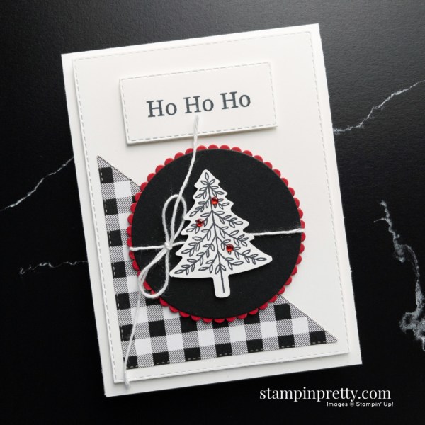 Create this card using the Pine Tree Punch and coordinating Perfectly Plaid Stamp Set from Stampin' Up! Card by Mary Fish, Stampin' Pretty