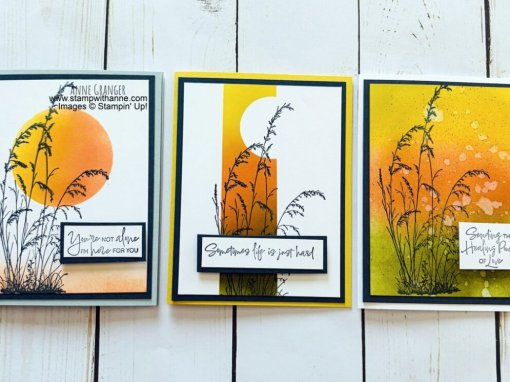 Prairie Grass Three Cards Masking and Background Techniques – Crafty Session Video 231