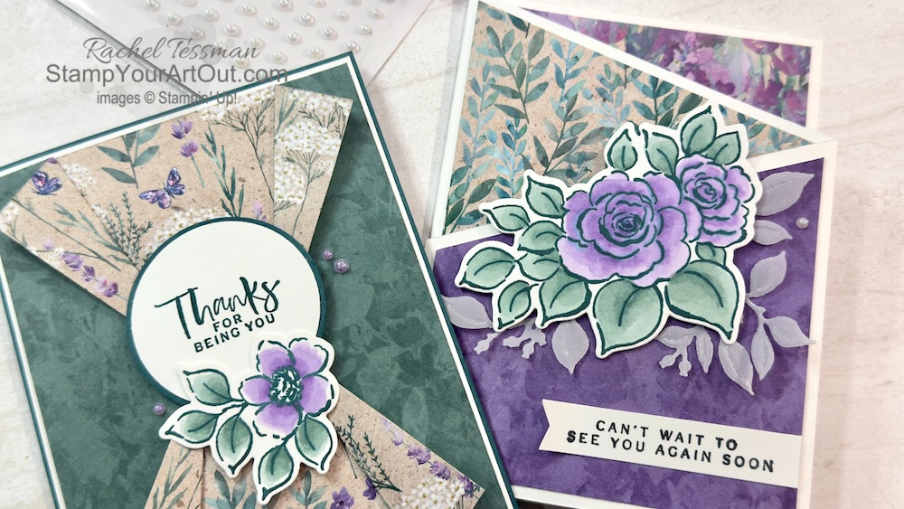 Perennial Lavender Pinched Paper Layout & Zig Zag Fold Cards