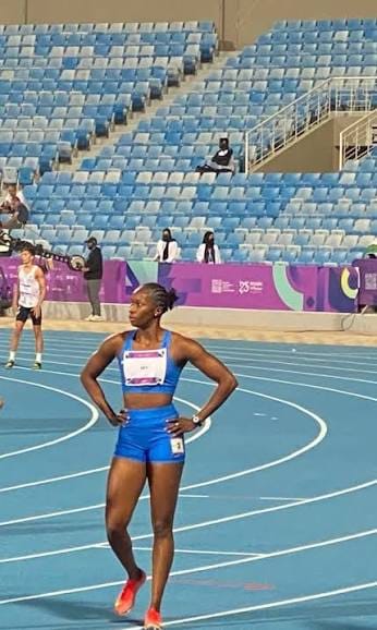 Gambian sprinters in action today at Glasgow Games
