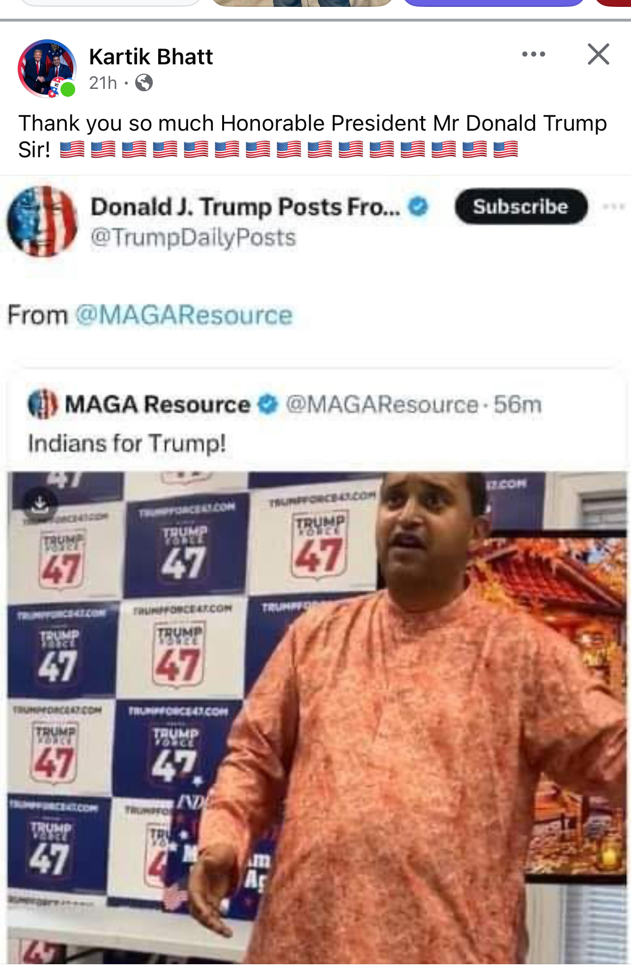 October 6, 2024 Kartik Bhatt, VFAF Georgia State Chapter Deputy Political Director and Indians for Trump Coalitions spoke on behalf of the Presidential Campaign.