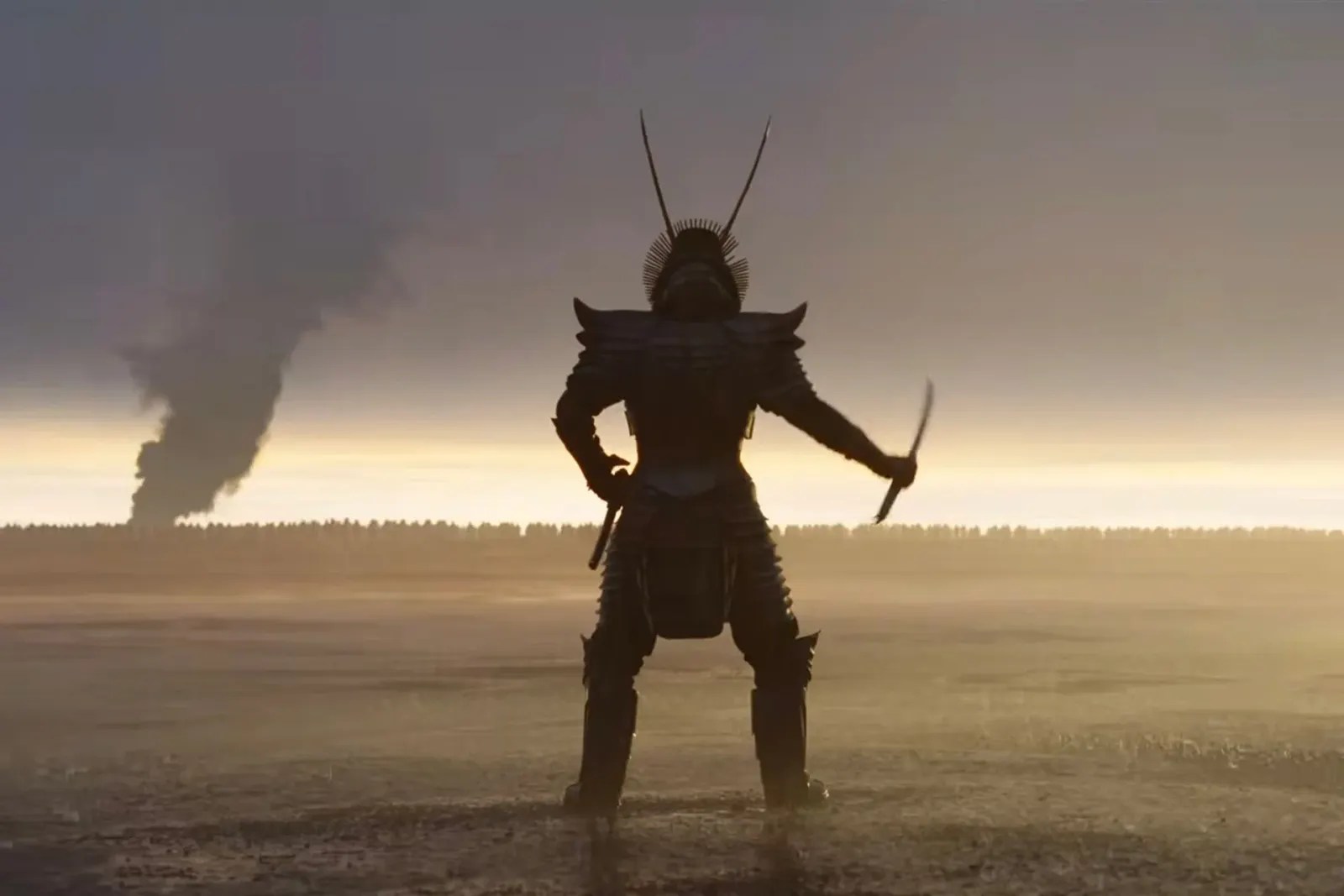 A still taken from the new Dune: Part Three trailer depicting a samurai styled warrior.