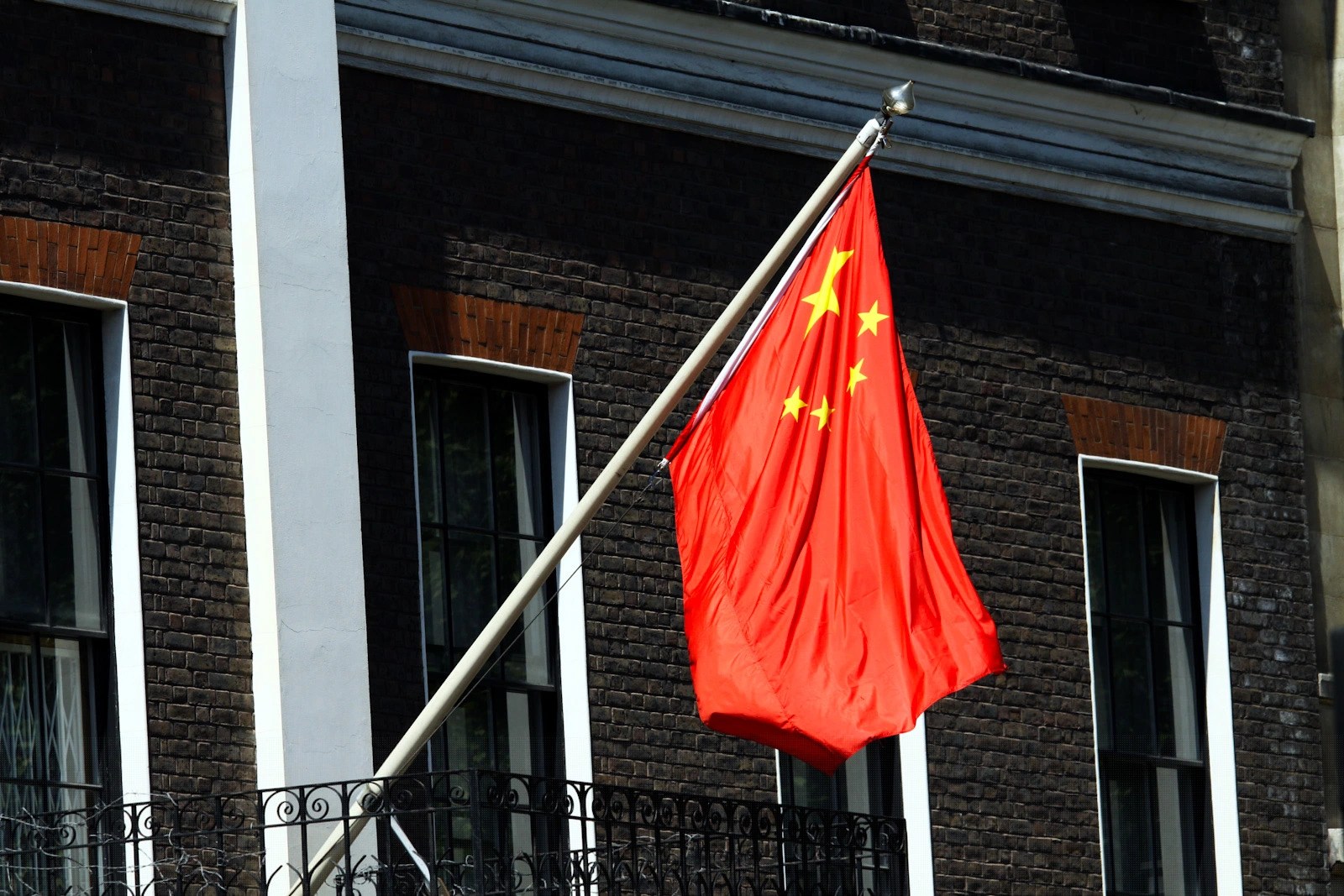 The Chinese national flag at the country’s embassy in London.