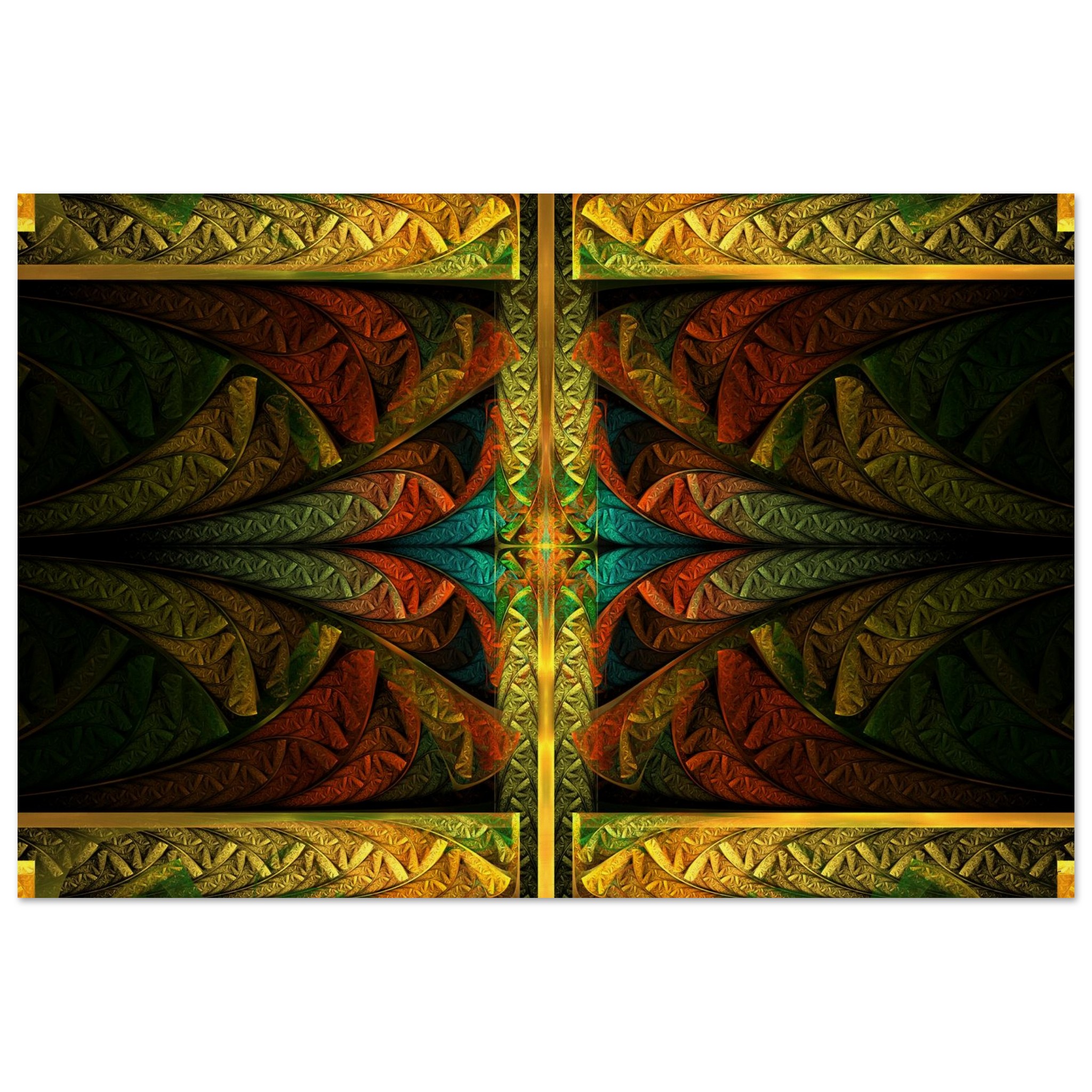 Lattice of Leaves - Original Fractal Art on Wood 20x30