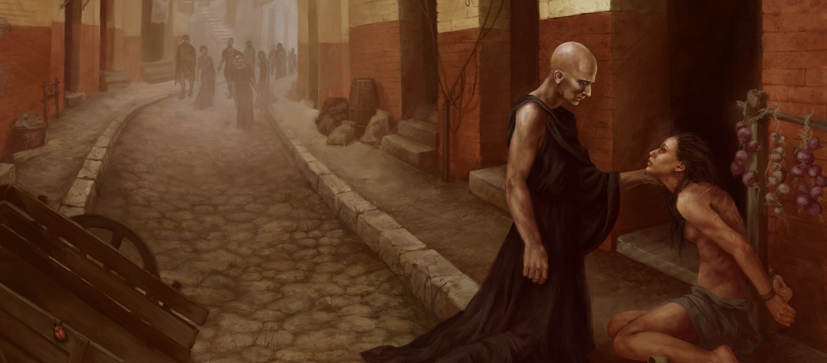 Saint Polycarp on a street in ancient Rome in a cover detail from the book What Our Eyes Have Witnessed