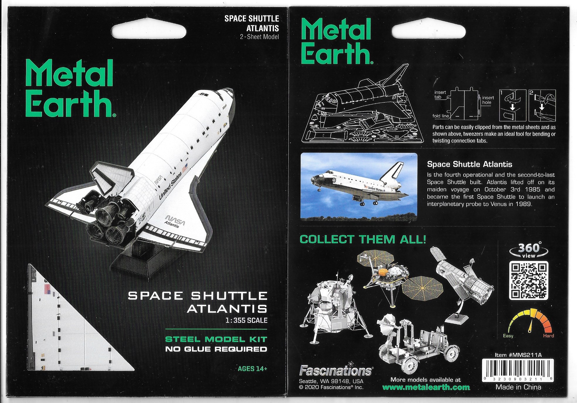 NASA Space Shuttle Atlantis Metal Earth Steel Model Kit NEW SEALED