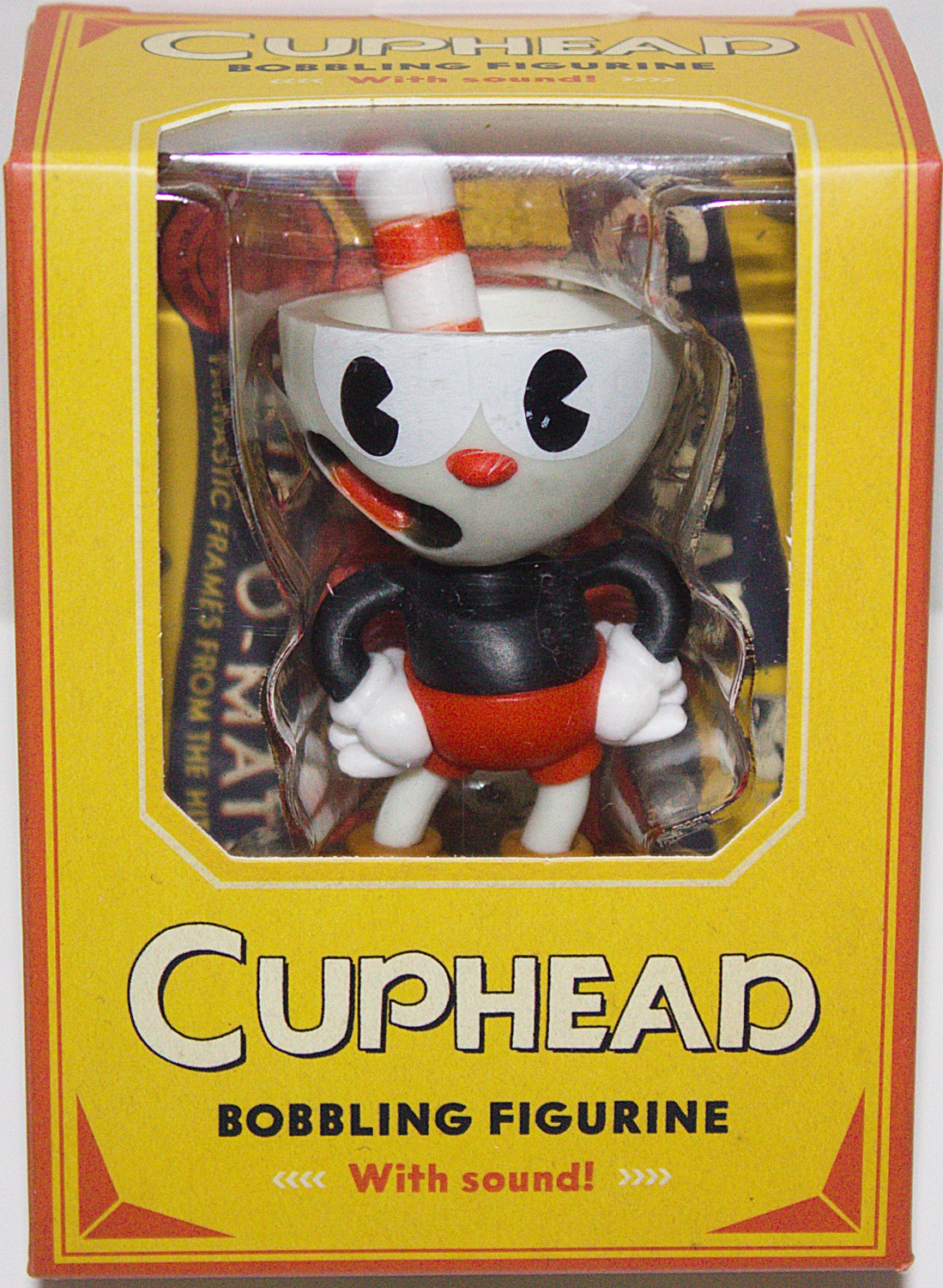 Cuphead Bobbling Figurine with Sound and Illustrated Mini Flip