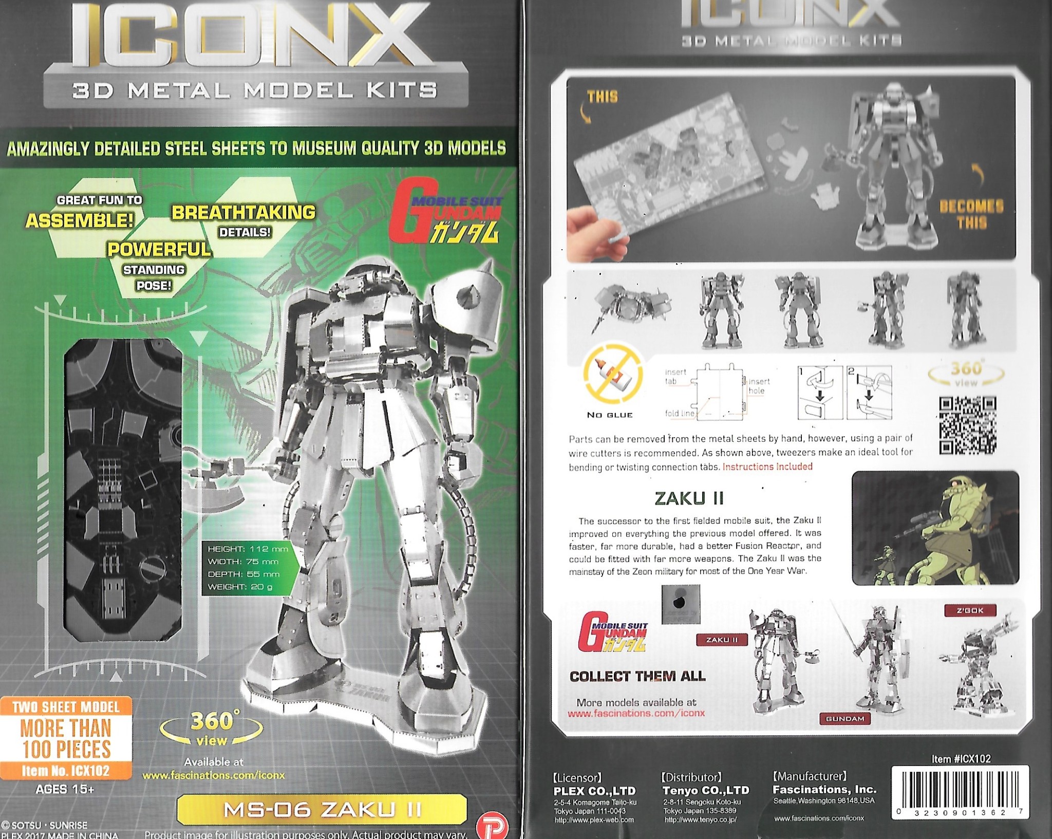 Mobile Suit Gundam MS-06 Zaku II Metal Earth ICONX 3D Steel Model