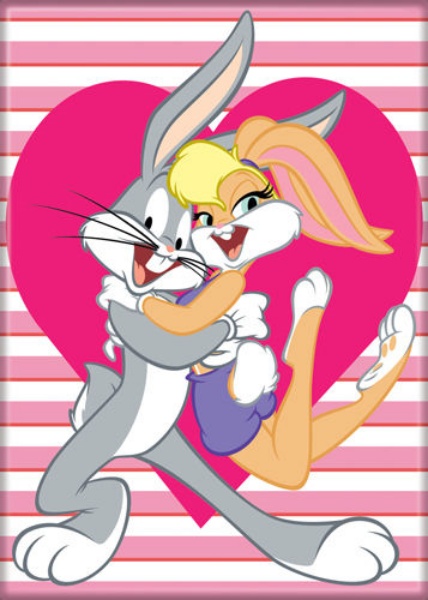 Looney Tunes Bugs Bunny Hugging Lola Image Refrigerator Magnet NEW