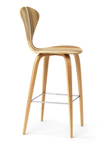 Norman Cherner Counter Bar Stool Wooden Base In Red Gum Stardust