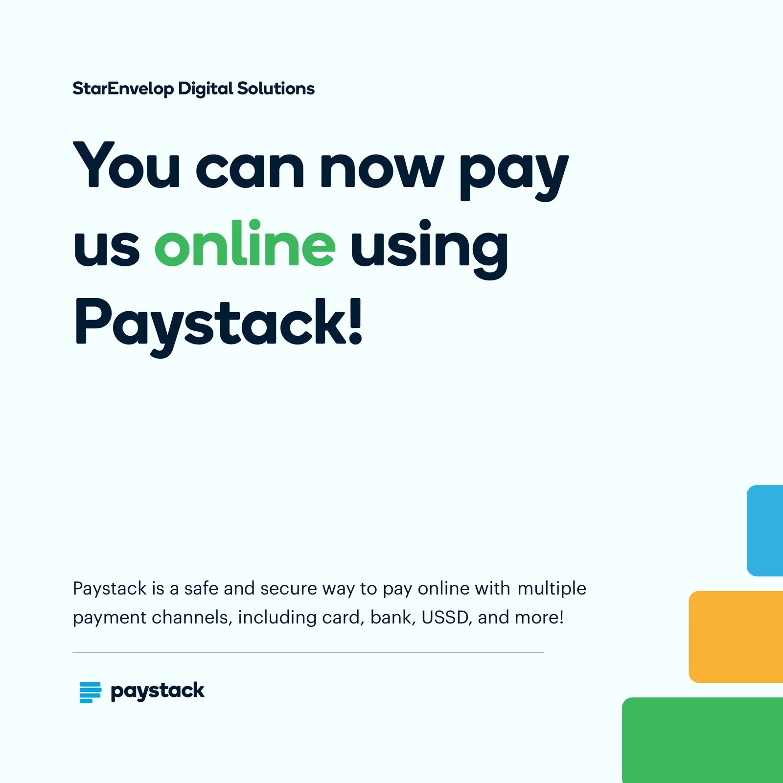 StarEnvelop Digital Solutions accepts Paystack online payments in Abuja