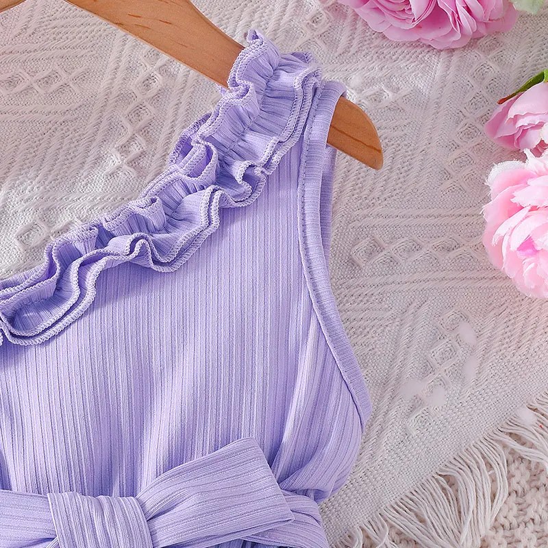 Dress For Kids 1 - 6 Years old Birthday SummerRuffles Floral Off Shoulder Sleeveless Kids Princess Dresses Ootd For Baby Girl - Image 4
