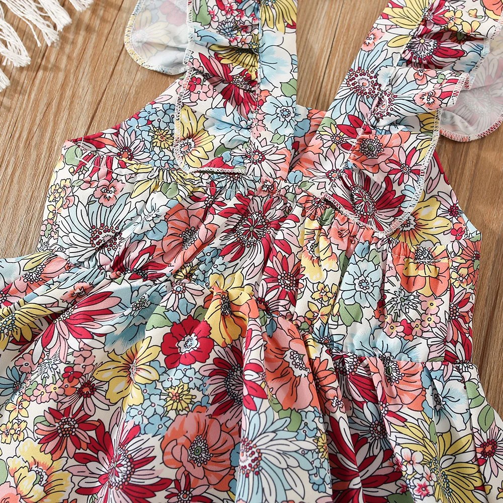 Newborn Baby Dress Summer Fashion Flower Printed Batwing Sleeved Dress for Baby Girl Send Free Bag - Image 5