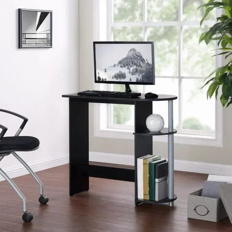 Computer-Desk-with-Built-in-Shelves-Black-3