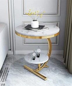 Luxury Marble End Table Decor & More Round Coffee Table Shelf for Home & Living Room |Gold Coffee Table|Outdoor&Indoor Furniture