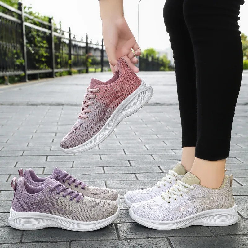 High Appearance Level Thick Sole Increase Mesh Lace-up Fashion All Comfortable Non-slip Breathable Sports Women's Single Shoes - Image 3
