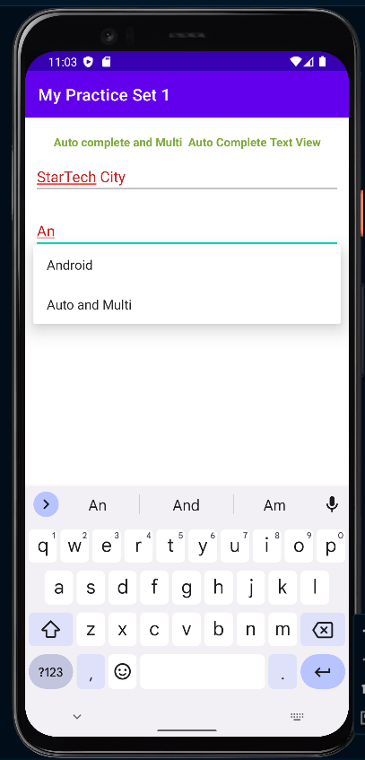 MultiAutoComplete TextView Example tutorial