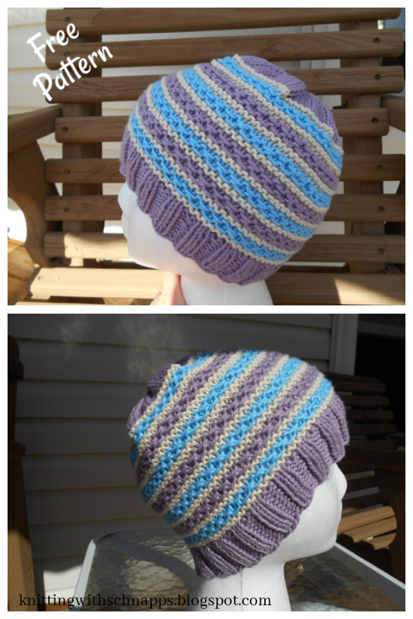 6 Simple Striped Hat Free Knitting Patterns