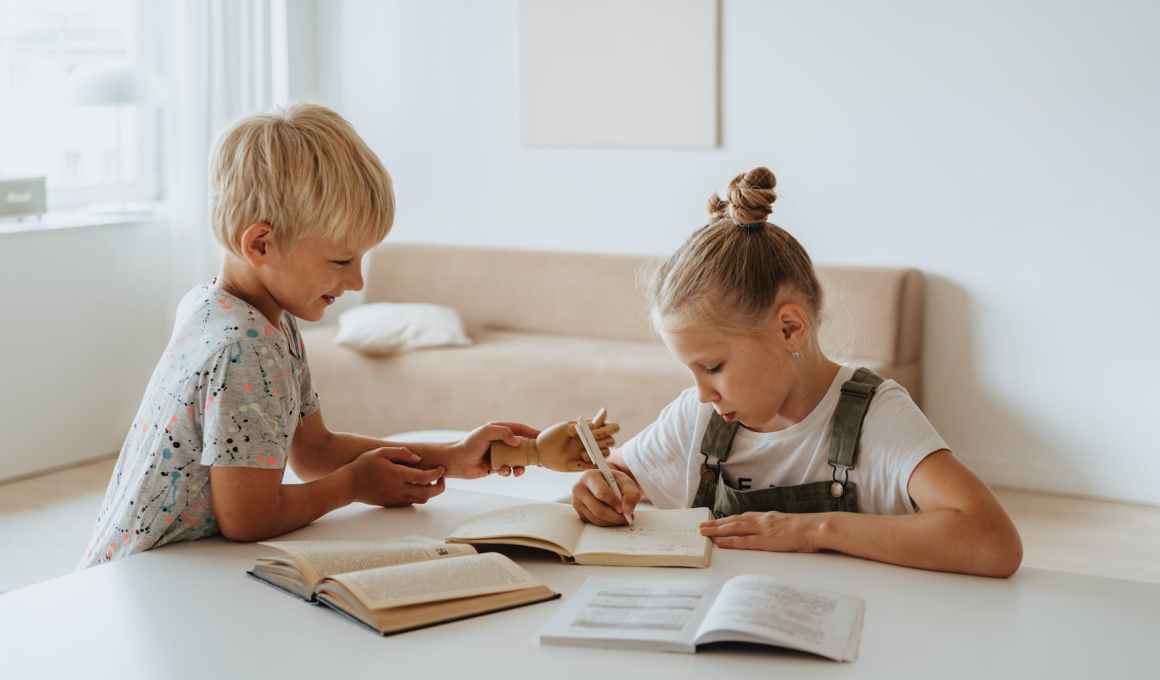 children doing homework