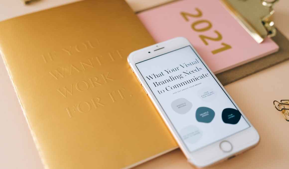 business branding information on smartphone