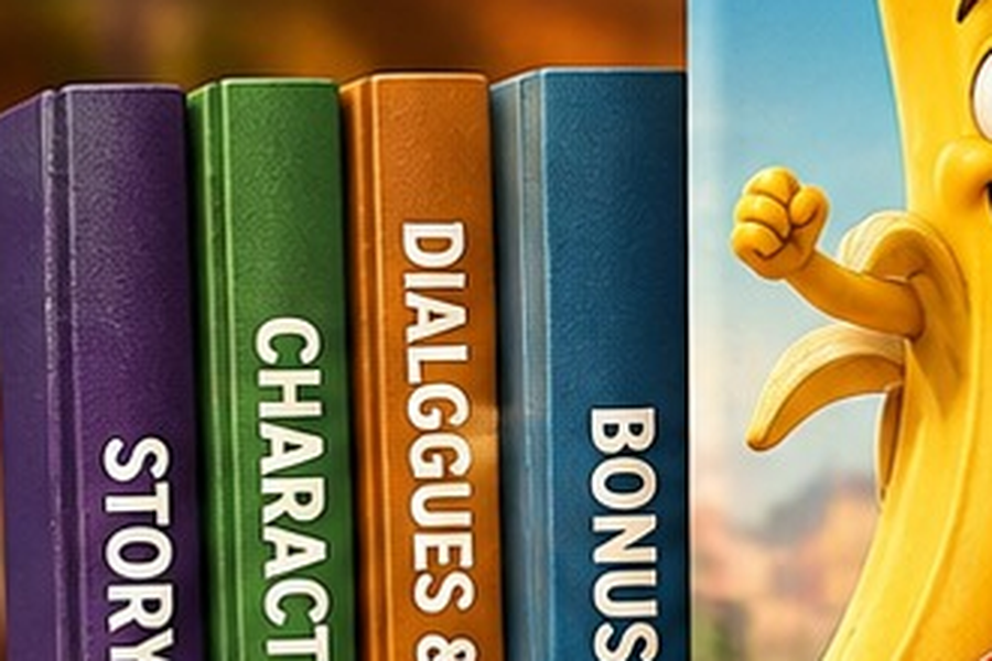 Book spines for scripts, scenes, dialogues and bonus assets