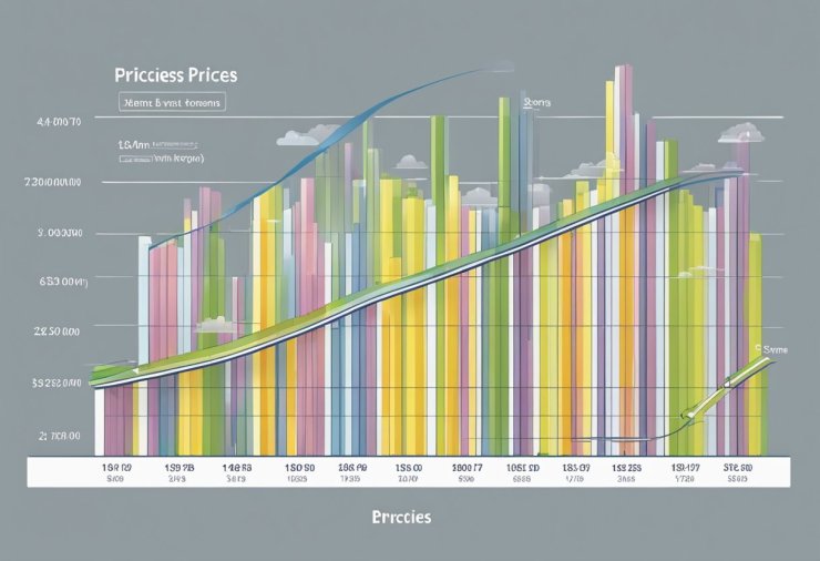 A line graph showing the widening gap between high and low-income property prices in the US over time