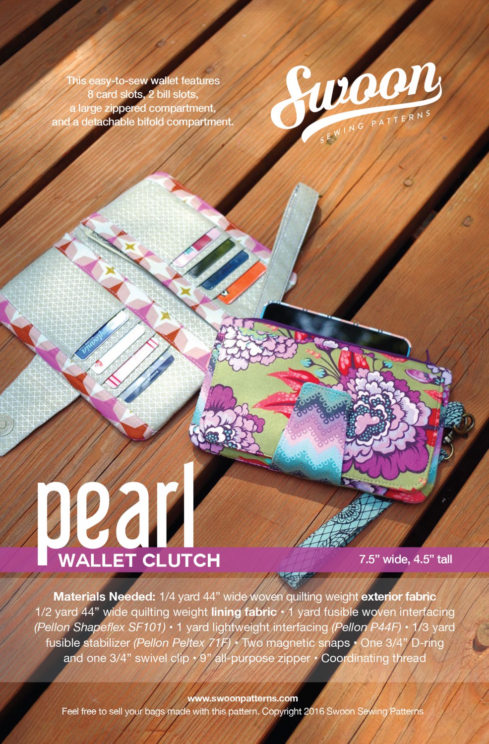Pearl Wallet Clutch Sewing Pattern from Swoon