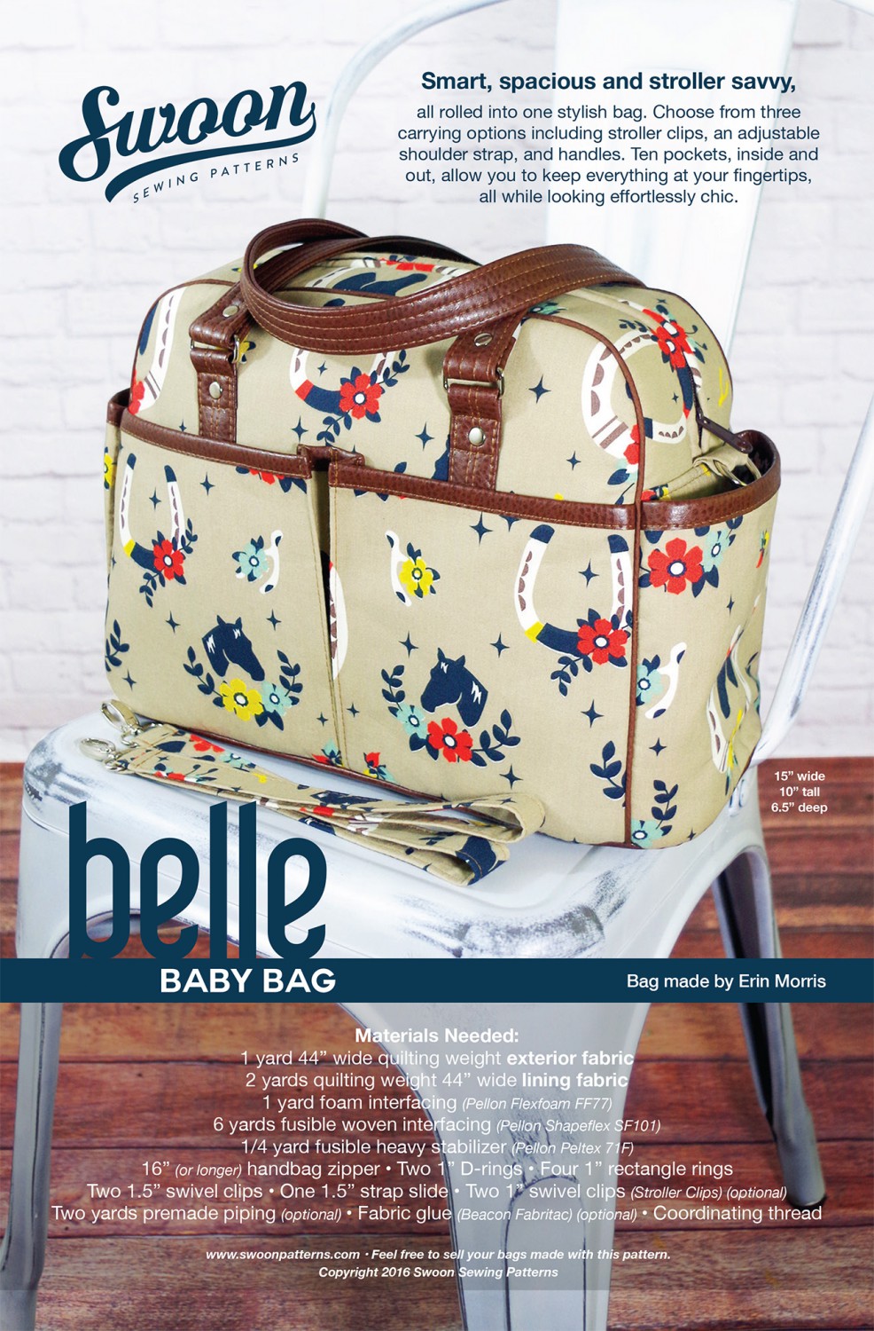 Belle Baby Bag Sewing Pattern from Swoon