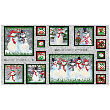QT Fabrics Snowmen Picture Patches Panel Fabric from The Winter Greetings Collection