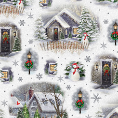 QT Fabrics Christmas Village Vignettes Cotton Fabric from The Winter Greetings Collection